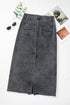 'Mobi' Raw Hem Midi Denim Skirt with Pockets - Celes Fashion